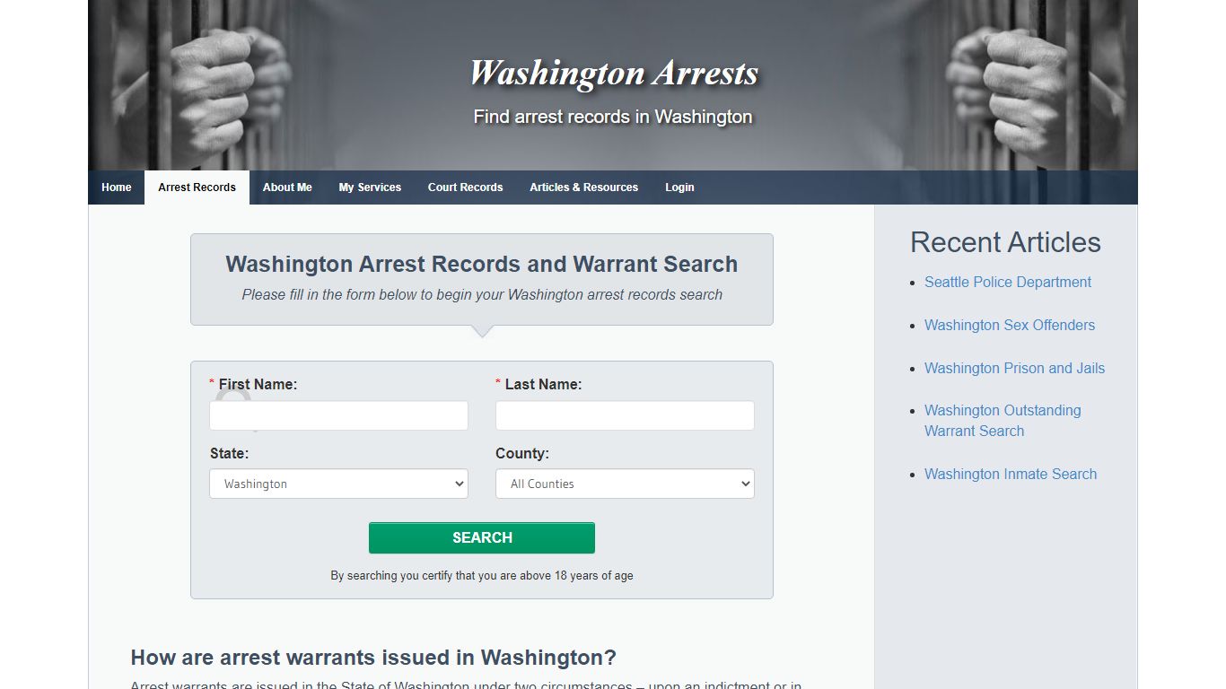 Washington Arrest Records and Warrants Search - Washington Arrests